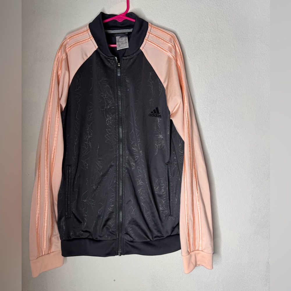 Women’s small adidas zip up jacket floral pink small